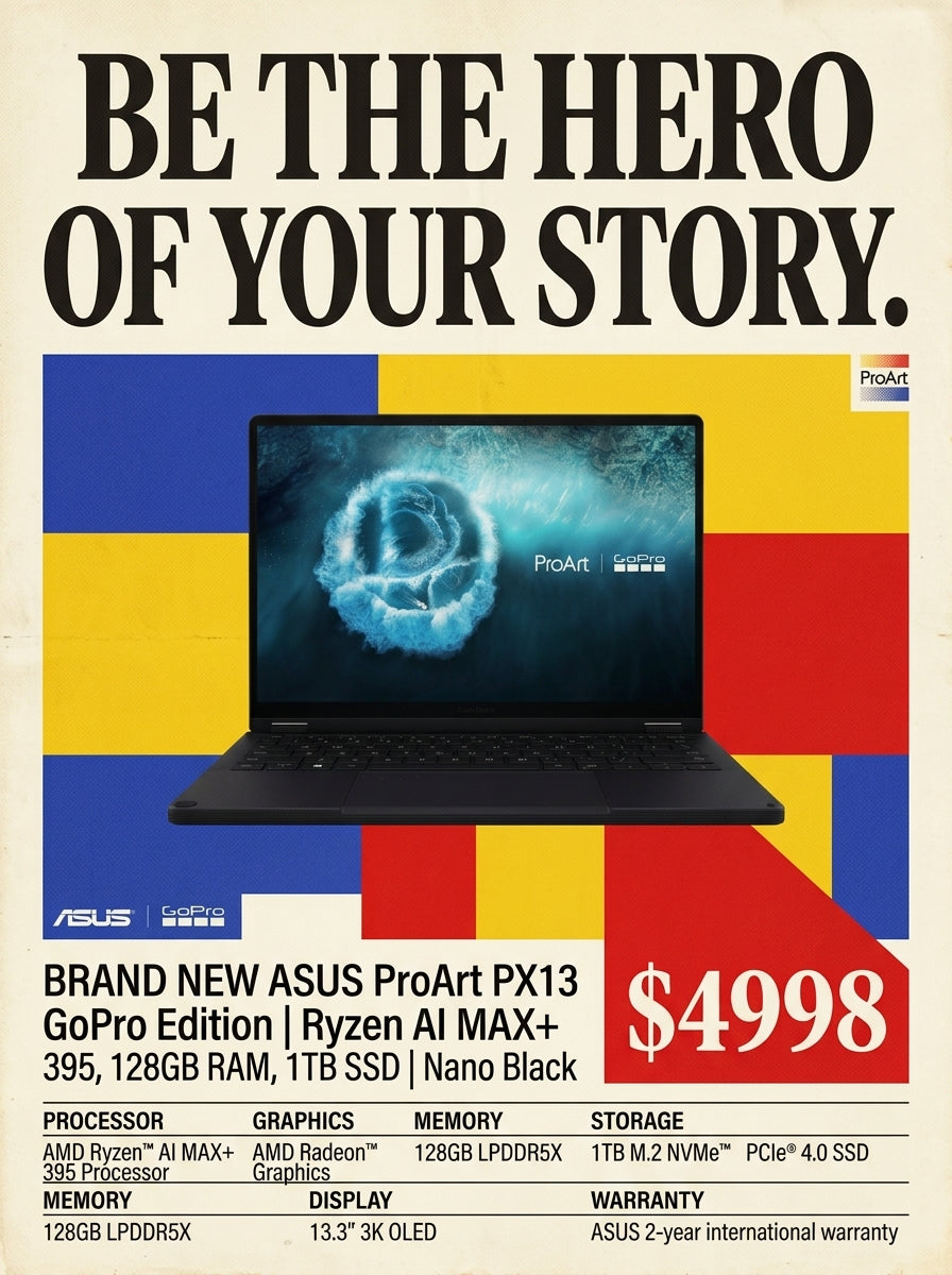 BRAND NEW ASUS ProArt PX13 GoPro Edition | Ryzen AI MAX+ 395, 128GB RAM, 1TB SSD | Nano Black