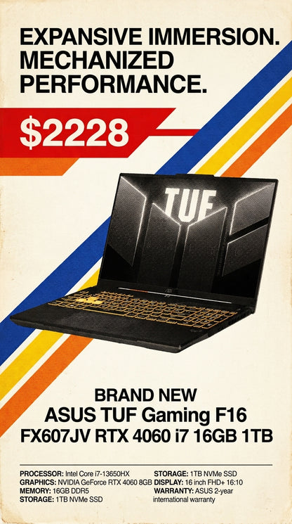 BRAND NEW ASUS TUF Gaming F16 FX607JV RTX 4060 i7 16GB 1TB