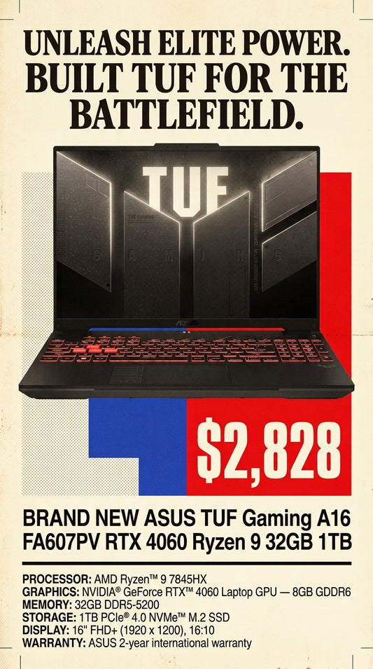 BRAND NEW ASUS TUF Gaming A16 FA607PV RTX 4060 Ryzen 9 32GB 1TB