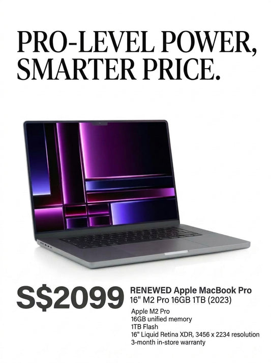RENEWED Apple MacBook Pro 16" M2 Pro 16GB 1TB (2023)