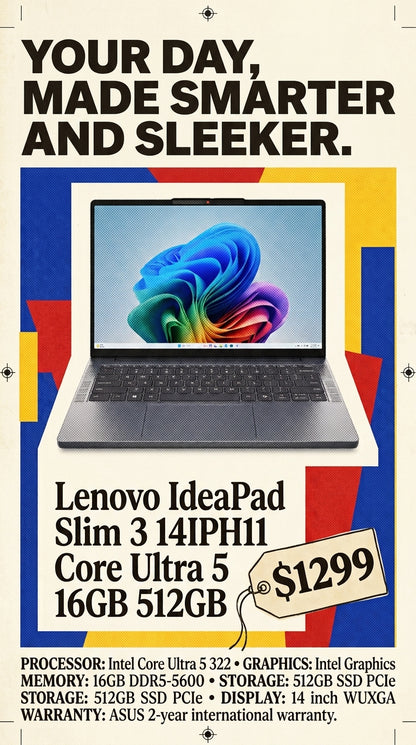 BRAND NEW Lenovo IdeaPad Slim 3 14IPH11 Core Ultra 5 16GB 512GB