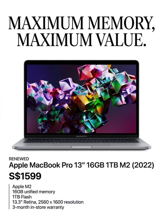 RENEWED Apple MacBook Pro 13" M2 16GB 1TB (2022)