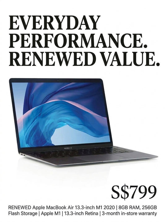 RENEWED Apple MacBook Air 13.3-inch M1 2020 | 8GB RAM, 256GB