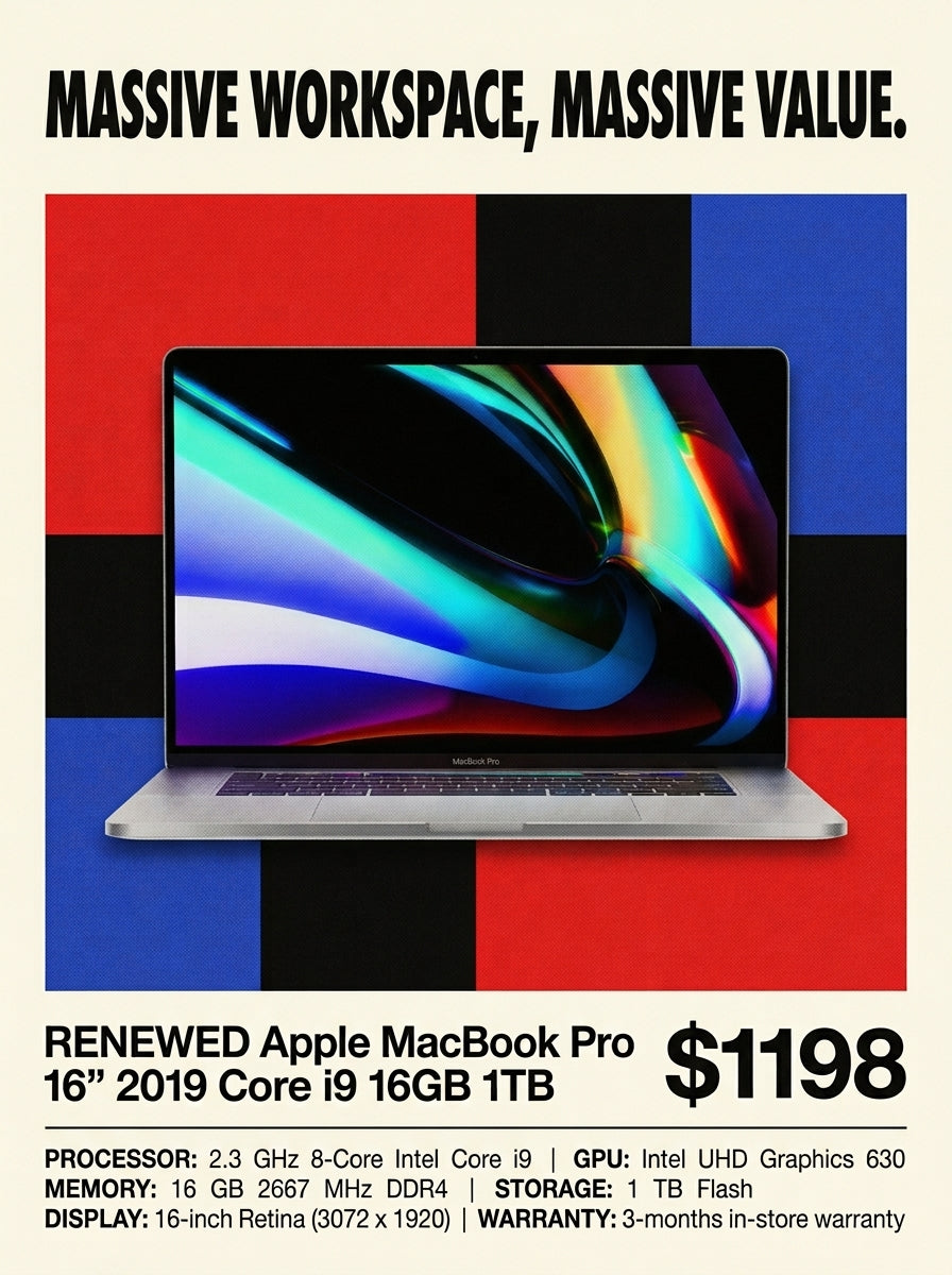 RENEWED Apple MacBook Pro 16-inch 2019 | Core i9, 16GB RAM, 1TB