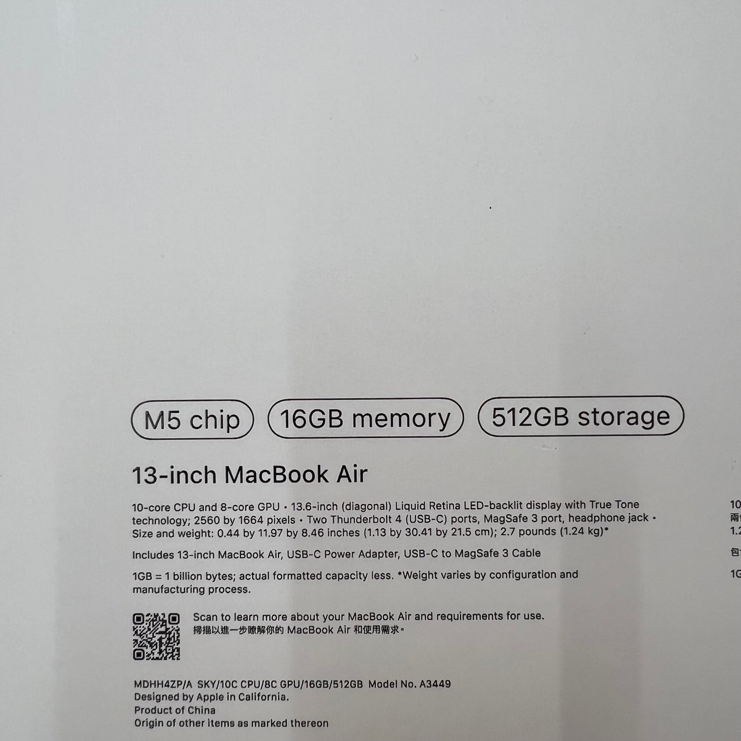 Apple MacBook Air 13" M5 16GB 512GB Sky Blue (Almost New)