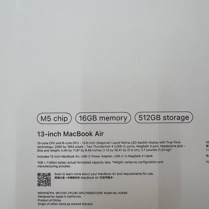 Apple MacBook Air 13" M5 16GB 512GB Sky Blue (Almost New)